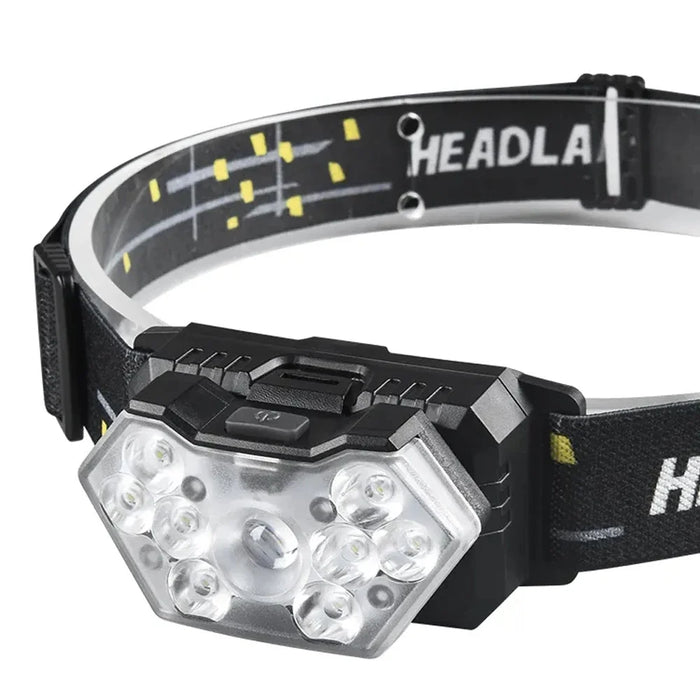 Powerful 9 LED Rechargeable Motion Sensor Headlamp - Perfect for Fishing, Camping, and Outdoor Adventures!